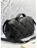 BOTTEGA VENETA NAPPA INTRECCIO PADDED TOP HANDLE SHOULDER BAG IN BLACK 