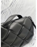BOTTEGA VENETA NAPPA INTRECCIO PADDED TOP HANDLE SHOULDER BAG IN BLACK 