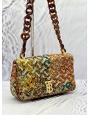 (LIKE NEW) BURBERRY FABRIC MONOGRAM QUILTED TB RESIN CHAIN LOLA BAG MULTICOLOR 