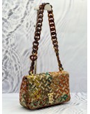 (LIKE NEW) BURBERRY FABRIC MONOGRAM QUILTED TB RESIN CHAIN LOLA BAG MULTICOLOR 