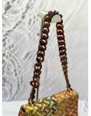 (LIKE NEW) BURBERRY FABRIC MONOGRAM QUILTED TB RESIN CHAIN LOLA BAG MULTICOLOR 
