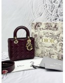 CHRISTIAN DIOR SMALL LADY DIOR MY ABCDIOR BAG IN BURGUNDY LAMBSKIN LEATHER -FULL SET-