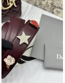 CHRISTIAN DIOR SMALL LADY DIOR MY ABCDIOR BAG IN BURGUNDY LAMBSKIN LEATHER -FULL SET-