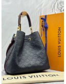 LOUIS VUITTON NEONOE MM TOP HANDLE AND SHOULDER BAG IN DARK BLUE MONOGRAM EMPREINTE LEATHER WITH RED EDGE DETAILING -FULL SET-