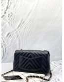 (LIKE NEW) CHANEL CHEVRON BLACK LAMBSKIN LEATHER MINI RETANGULAR GOLD HARDWARE CHAIN FLAP BAG