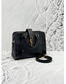 YSL SAINT LAURENT BABY CABAS TOP HANDLE BAG WITH STRAP IN BLACK CALFSKIN LEATHER