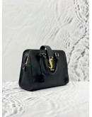 YSL SAINT LAURENT BABY CABAS TOP HANDLE BAG WITH STRAP IN BLACK CALFSKIN LEATHER