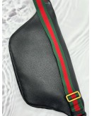 (UNUSED) GUCCI VINTAGE LOGO WEB MEDIUM BELT BAG IN BLACK PEBBLED LEATHER