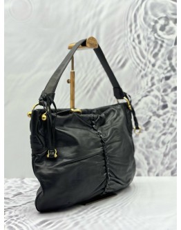 SALVATORE FERRAGAMO HOBO SHOULDER BAG IN BLACK CALFSKIN LEATHER