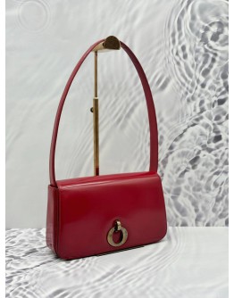 CHRISTIAN DIOR FLAP SHOULDER BAG IN RED PATENT LEATHER