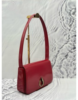 CHRISTIAN DIOR FLAP SHOULDER BAG IN RED PATENT LEATHER