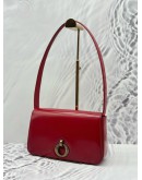 CHRISTIAN DIOR FLAP SHOULDER BAG IN RED PATENT LEATHER