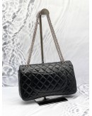 (LIKE NEW) CHANEL MEDIUM DOUBLE FLAP BAG IN BLACK LAMBSKIN LEATHER 