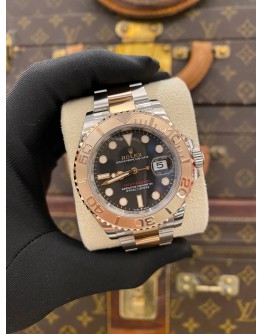(BRAND NEW) 2024 ROLEX YATCH-MASTER 40 REF 126621 HALF 18K 750 ROSE GOLD BLACK DIAL 40MM AUTOMATIC WATCH -FULL SET-