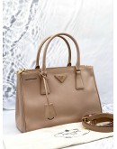 PRADA PINK GALLERIA SAFFIANO LUX LEATHER MEDIUM HANDLE BAG WITH ADJUSTABLE STTRAP 