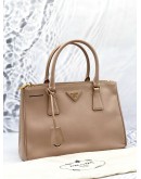 PRADA PINK GALLERIA SAFFIANO LUX LEATHER MEDIUM HANDLE BAG WITH ADJUSTABLE STTRAP 