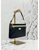 COACH POP POUCH AND SHOULDER BAG IN DARK BLUE AND WHITE GRAINED CALFSKIN LEATHER