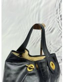 (LIKE NEW) YSL SAINT LAURENT CABRI BUCKET BAG IN BLACK PATENT LEATHER