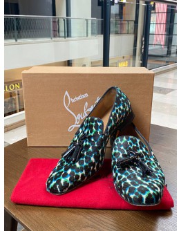 CHRISTIAN LOUBOUTIN LOAFERS SIZE 42.5 IN LEOPARD PRINT PONYHAIR