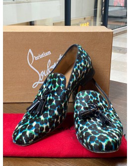CHRISTIAN LOUBOUTIN LOAFERS SIZE 42.5 IN LEOPARD PRINT PONYHAIR