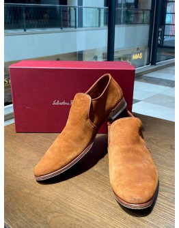 SALVATORE FERRAGAMO LOAFERS SIZE 8.5 IN BROWN SUEDE LEATHER
