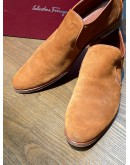 SALVATORE FERRAGAMO LOAFERS SIZE 8.5 IN BROWN SUEDE LEATHER
