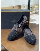 (LIKE NEW) LOUIS LEEMAN LOAFERS SIZE 43 IN BLACK CRYSTAL AND SUEDE LEATHER