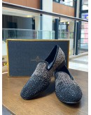 (LIKE NEW) LOUIS LEEMAN LOAFERS SIZE 43 IN BLACK CRYSTAL AND SUEDE LEATHER