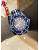 (BRAND NEW) 2024 SWATCH x BLANCPAIN SCUBA FIFTY FATHOMS ATLANTIC OCEAN REF SO35A100 PURPLE DIAL 42.3MM AUTOMATIC WATCH -FULL SET-