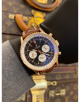 (UNUSED) 2019 BREITLING NAVITIMER 1 B01 CHRONOGRAPH 18K 750 ROSE GOLD REF RB0121211B1P1 BLACK DIAL 43MM AUTOMATIC WATCH -FULL SET-