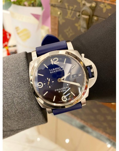 (LIKE NEW) 2024 PANERAI LUMINOR MARINA BLU PROFONDO REF PAM01157 BLUE DIAL 44MM AUTOMATIC WATCH -FULL SET-