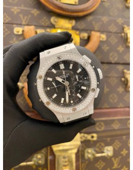 (LIKE NEW) 2018 HUBLOT BIG BANG CHRONOGRAPH REF 301.SX.1170.GR.1104 DIAMOND BEZEL BLACK DIAL 44MM AUTOMATIC WATCH -FULL SET-