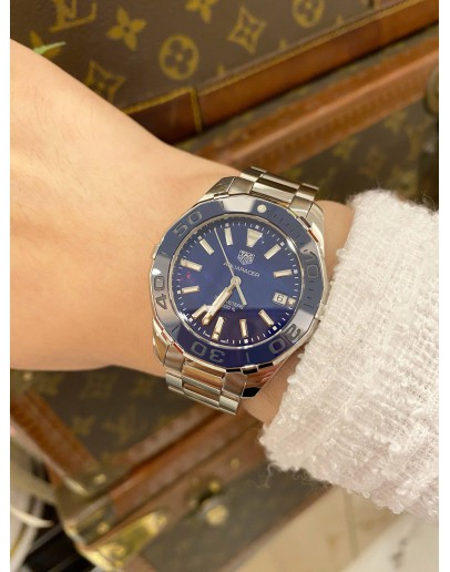 (UNUSED) 2024 TAG HEUER AQUARACER LADY REF WAY131S.BA0748 BLUE MOTHER OF PEARL DIAL 35MM QUARTZ WATCH -FULL SET-