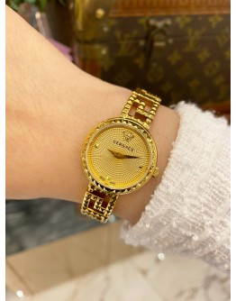 2024 VERSACE GRECA GODDESS GOLD PLATED REF VE7A00323 28MM QUARTZ WATCH 