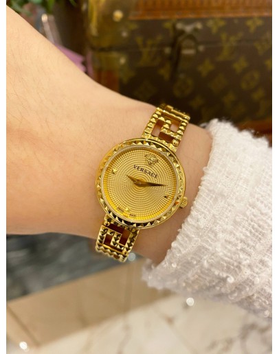 2024 VERSACE GRECA GODDESS GOLD PLATED REF VE7A00323 28MM QUARTZ WATCH 