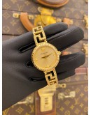 2024 VERSACE GRECA GODDESS GOLD PLATED REF VE7A00323 28MM QUARTZ WATCH 
