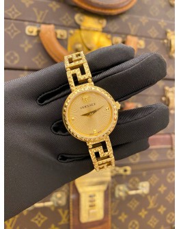 2024 VERSACE GRECA GODDESS GOLD PLATED REF VE7A00323 28MM QUARTZ WATCH 