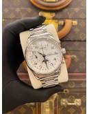 (UNUSED) 2024 LONGINES MASTER COLLECTION MOONPHASE CHRONOGRAPH REF L2.773.4.78.6 WHITE DIAL 42MM AUTOMATIC WATCH -FULL SET-