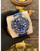 (UNUSED) 2023 OMEGA SEAMASTER DIVER 300M 18K 750 YELLOW GOLD BEZEL REF 210.22.42.20.03.001 BLUE DIAL 42MM AUTOMATIC WATCH -FULL SET-