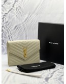(BRAND NEW) YSL SAINT LAURENT GRAIN DE POUDRE MATELASSE CHEVRON ENVELOPE WRISTLET POUCH -FULL SET-