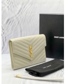 (BRAND NEW) YSL SAINT LAURENT GRAIN DE POUDRE MATELASSE CHEVRON ENVELOPE WRISTLET POUCH -FULL SET-