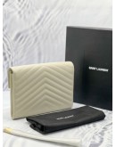 (BRAND NEW) YSL SAINT LAURENT GRAIN DE POUDRE MATELASSE CHEVRON ENVELOPE WRISTLET POUCH -FULL SET-