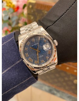 (LIKE NEW) 2019 ROLEX DATEJUST 36 REF 116234 JUBILEE BLUE CHAMPAGNE COMPUTER ROMAN NUMERAL DIAL 36MM AUTOMATIC WATCH