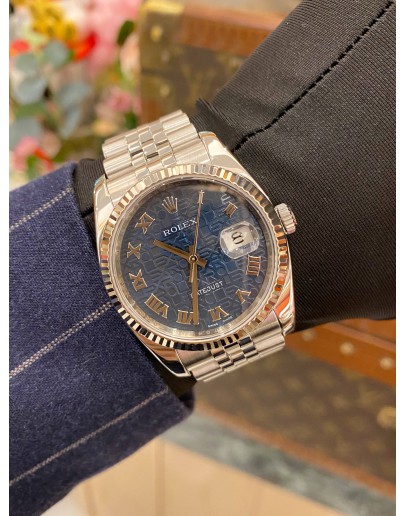 (LIKE NEW) 2019 ROLEX DATEJUST 36 REF 116234 JUBILEE BLUE CHAMPAGNE COMPUTER ROMAN NUMERAL DIAL 36MM AUTOMATIC WATCH