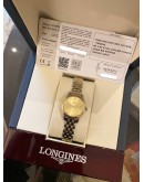 (LIKE NEW) 2024 LONGINES FLAGSHIP HALF 18K 750 YELLOW GOLD REF L4.274.3.37.7 GOLD DIAMOND DIAL 26MM AUTOMATIC WATCH -FULL SET-