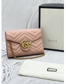 GUCCI GG MARMONT MATELASSE LEATHER WALLET ON CHAIN 