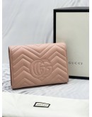 GUCCI GG MARMONT MATELASSE LEATHER WALLET ON CHAIN 
