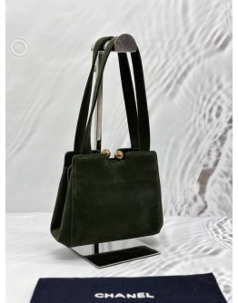CHANEL TOTE BAG IN DARK GREEN SUEDE LEATHER