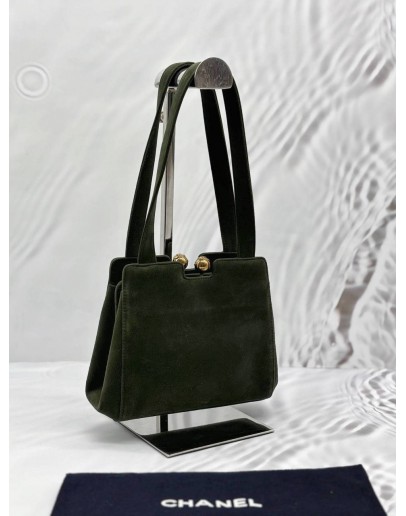 CHANEL TOTE BAG IN DARK GREEN SUEDE LEATHER