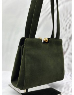 CHANEL TOTE BAG IN DARK GREEN SUEDE LEATHER